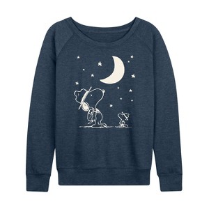 Women's - Peanuts - Star Gazing Lightweight French Terry Wide Neck Long Sleeve Shirt - 1 of 4
