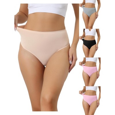 Allegra K Women's High Waist Tummy Control Stretch T-back Breathable Comfortable Thongs Multicolored