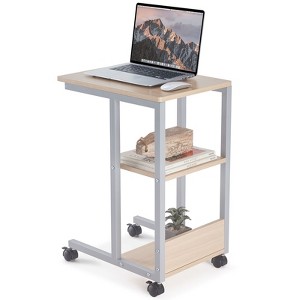 Sapphtopaz Modern C-Shape End Table with Lockable Wheels Rolling Side Table with 3-Tier Shelf Versatile Sofa Table for Living Room, Bedroom - 1 of 4