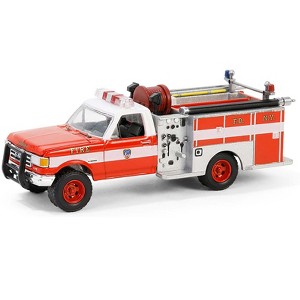 1987 Ford F-350 Mini Pumper Fire Truck "FDNY160th Anniversary Edition" Red and White 1/64 Diecast Model Cars by Greenlight - 1 of 1
