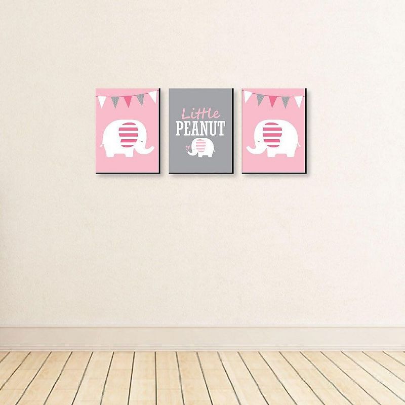 Big Dot of Happiness Pink Elephant - Baby Girl Nursery Wall Art and Kids Room Decorations - Gift Ideas - 7.5 x 10 inches - Set of 3 Prints, 3 of 8