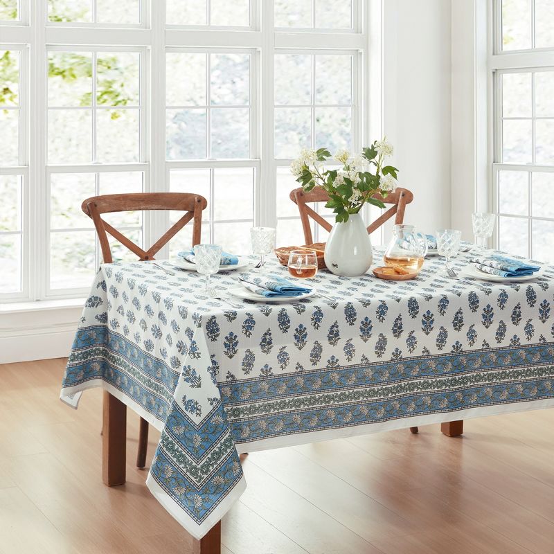 Tropez Block Print Stain & Water Resistant Indoor/Outdoor Tablecloth - Elrene Home Fashions, 3 of 6