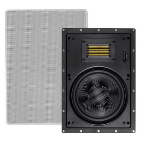 Monoprice 2-Way Carbon Fiber In-Wall Speakers - 8 Inch (Pair) With Magnetic Grille And Ribbon Tweeter - Amber Series - 1 of 4