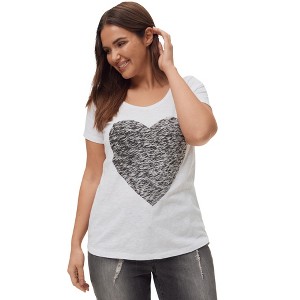 ellos Women's Plus Size Love Graphic Tee - 1 of 4