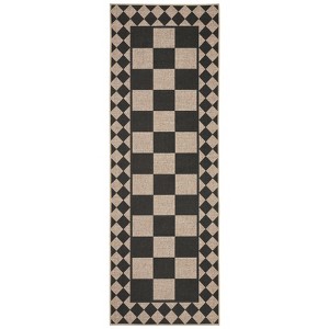 Washable Geometric Living Room Rugs, Checkered Print Soft Non Slip Bedroom Carpet, Stain Resistant Floor Cover for Dining Room Kitchen - 1 of 4