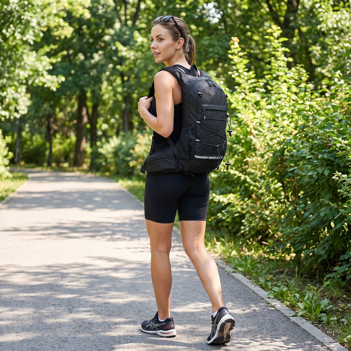Рюкзак Alilang Outdoor Hiking with Bungee Cord Front Pocket Side Mesh Pockets Waist Belt - Black, цвет: Чёрный — фото 5