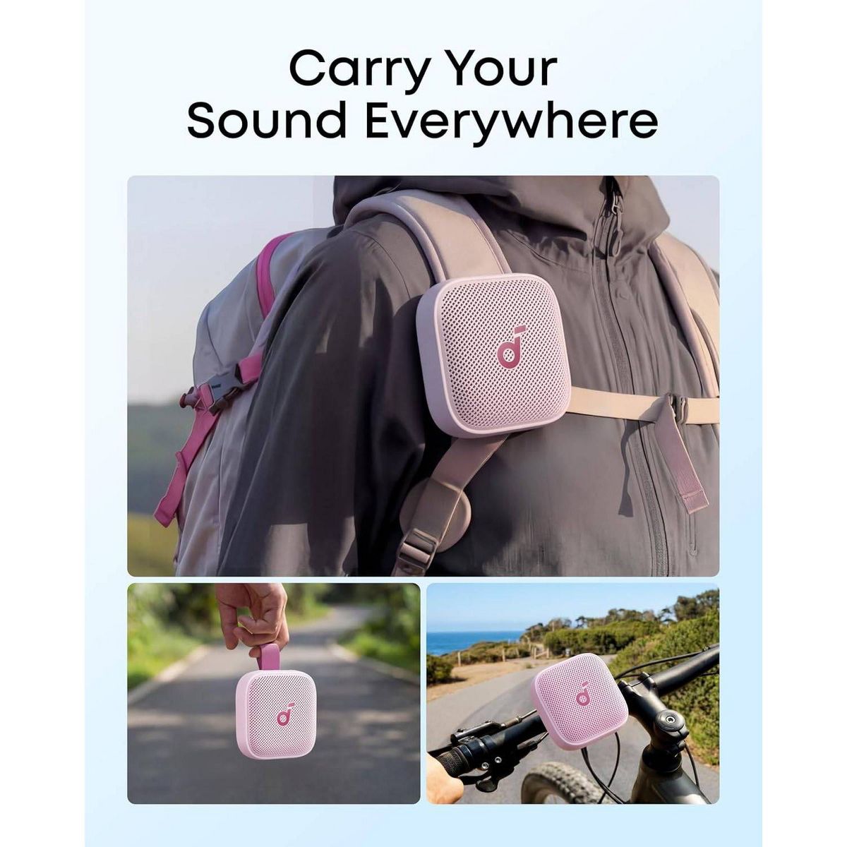 Anker Soundcore Boom Go 3i Portable Waterproof Bluetooth Speaker with Built-in Powerbank for Emergency Phone Charging, Battery Percent Display - Pink - thumbnail 4