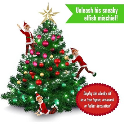 Mini Poseable Christmas Elf Doll with Red and Green Outfit