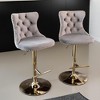 Modern Bar Stools Set of 2, Adjustable Swivel Counter Height Bar Stools with Back, Upholstered Bar Height Chairs with Golden Footrest - Leovsnove - 2 of 4