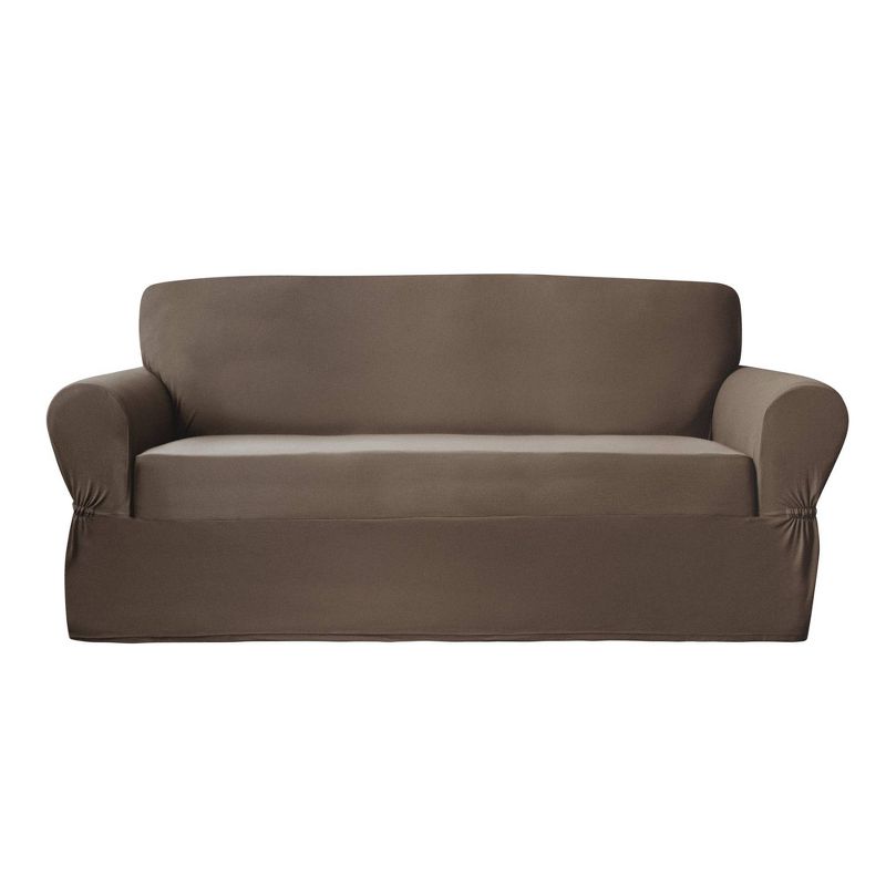 Stretch Plush Sofa Slipcover Chocolate Brown - Zenna Home, 1 of 7