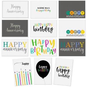 Best Paper Greetings 120 Pack Assorted Birthday and Anniversary Cards with Envelopes for Work, Employees Appreciation, 12 Designs, 4 x 6 In - 1 of 4
