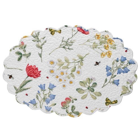 Designs Oval Wildflower Scalloped Placemat - White : Target