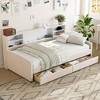 MAYEERTY Twin Size Upholstered Platform Bed, Storage Drawers, Bedroom, Beige - 2 of 4