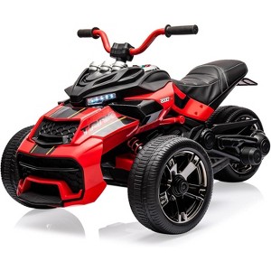 12V Kids Electric 3-Wheel Ride-On Car with Parent Remote Control, 2x55W Motors, 2 Speeds, LED Lights, Music, USB, Suspension & EVA Tires - 1 of 4
