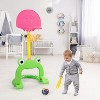 Costzon Toddler Basketball Hoop, 3-in-1 Sports Set with 6-Height Adjustments, Basketball, Baseball & Football Toy for Indoor/Outdoor (Cute Frog) - 2 of 4