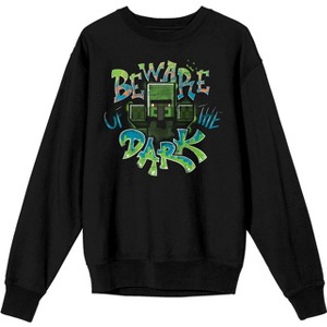 Minecraft Beware Of The Dark Men's Black Long Sleeve Sweatshirt - 1 of 1