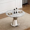 46" Round Marble Dining Table,High Gloss Faux Marble Top,Stainless Steel Base for Dining Room and Kitchen - Maison Boucle - 2 of 4