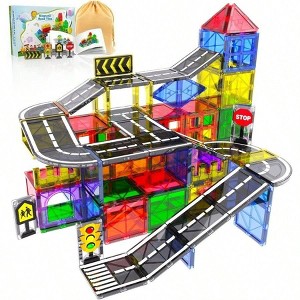 Magnetic Tiles Road Set, Building Blocks, Christmas Gift ,Magnetic Building Blocks - 1 of 4
