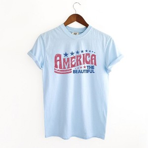 Simply Sage Market Women's Retro America The Beautiful Short Sleeve Garment Dyed Tee - 1 of 4
