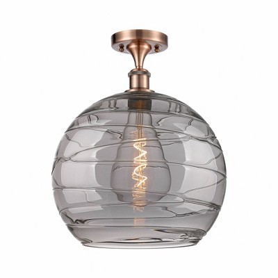 Athens Deco Swirl - 1 Light Semi-Flush Mount In Industrial Style-16.38 Inches Tall and 13.75 Inches Wide
