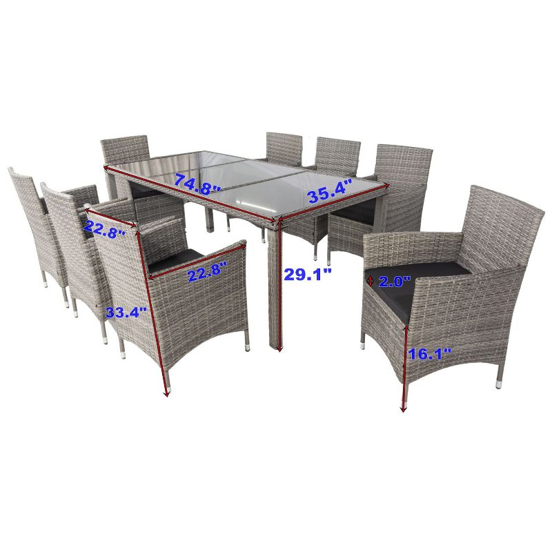 9-Piece All-Weather PE Wicker Patio Dining Sets, Outdoor Furniture with Dinnig Table - Maison Boucle, 3 of 9