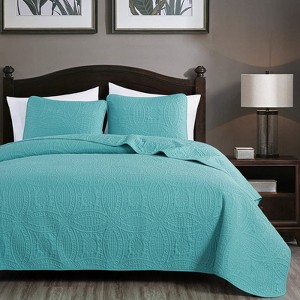 FIONECA Oversized 3 Piece Quilted Bedspread Set Includes Bedspread Matching Shams For Versatile Bedroom Styling - 1 of 4