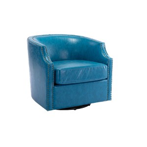 NicBex PU Leather Fabric Swivel Accent Chair,Upholstered Swivel Living Room Chairs with Curved Backrest,Accent Chairs for Living Room - 1 of 4