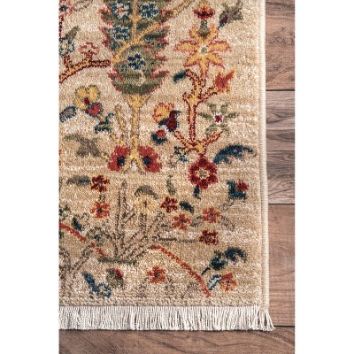 Olive Synthetic Oriental Fringe Runner Rug, 2' 6" x 6'