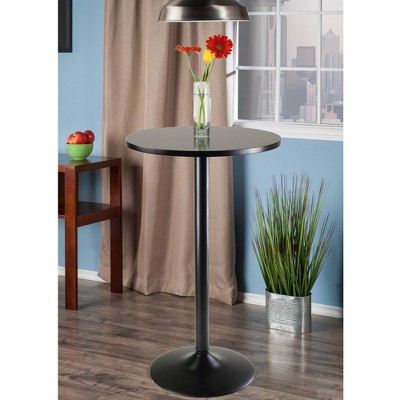 Transitional Black Round Wood Counter Height Pub Table - 23.62"