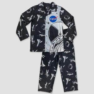 Boys' NASA Space 2pc Coat Pajama Set - Black - 1 of 3