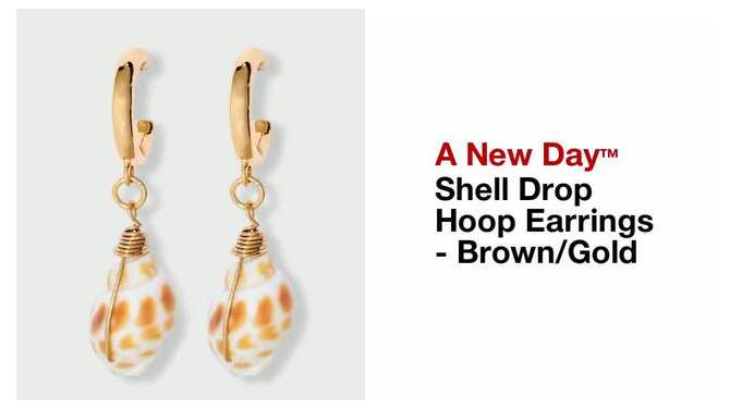Shell Drop Hoop Earrings - A New Day&#8482; Brown/Gold, 2 of 5, play video