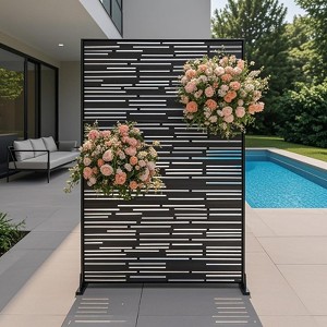 Metal Privacy Screen Outdoor, 72" h Freestanding Privacy Screen Fence Outdoor Weather Resistant, Decorative Fence Screen Panel - 1 of 4