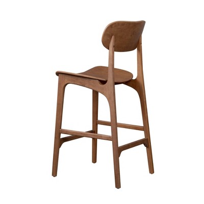 Solvang Mid-Century Modern Brown Ale Wood Bar Stool