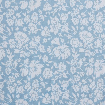 Blue Floral Cotton Percale Twin Sheet Set