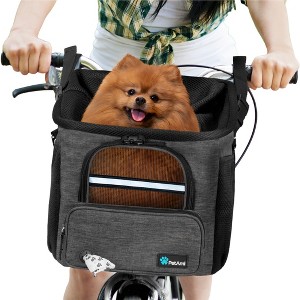 PetAmi Dog Bike Basket, Soft-Sided Ventilated Carrier Backpack, Pet Bicycle Handlebar Puppy Cat Kitten, Car Booster Seat Safety Strap - 1 of 4