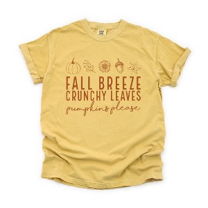 Simply Sage Market Women's Fall Breeze Crunchy Leaves Short Sleeve Garment Dyed Tee - 1 of 4