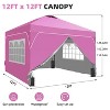 Ainfox 12ftx12ft Pop Up Canopy Tent with 4 Sidewalls One Push Tent Canopy with Wheeled Carry Bag, 8 Stakes and 4 Ropes - 3 of 4