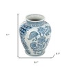 HomeRoots 11" Light Blue And White Floral Round Porcelain Jar - 3 of 4