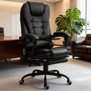 High Back Reclining Massage Office Chair with Adjustable Height, Lumbar Support and Footrest, Ideal for Office and Home-3irtyhousy - 1 of 4