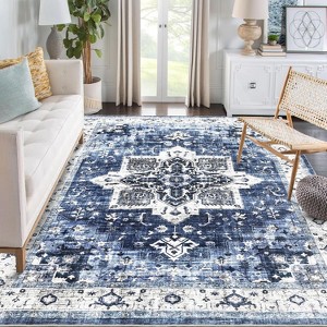 Area Rug Washable Entryway Rug, Distressed Vintage Accent Rug for Bedroom, Living Room, Bathroom - 1 of 4