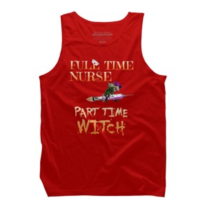 Men's Design By Humans Halloween Costume Full Time Nurse Part-Time Witch By TeeShirtMadness Tank Top - 1 of 3