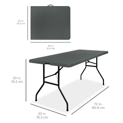 Dark Gray 6ft Heavy Duty Plastic Folding Table with Handle