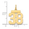 Black Bow Jewelry 14k Yellow Gold, Athletic Collection, Small Polished Number 38 Pendant - 2 of 3