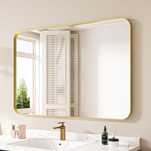 Wall-Mounted Mirror Rectangle Bathroom Vanity Mirrors Framed Mirrors Aluminum Framed Bathroom Mirror - 1 of 4