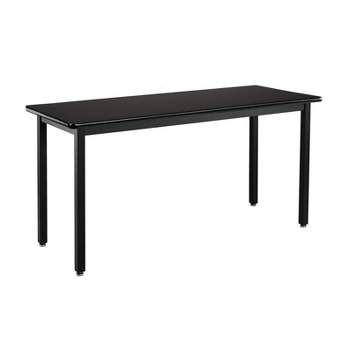 National Public Seating Heavy Duty 24 in. x 60 in. Black Frame Adjustable Height Table with Casters in Black Top