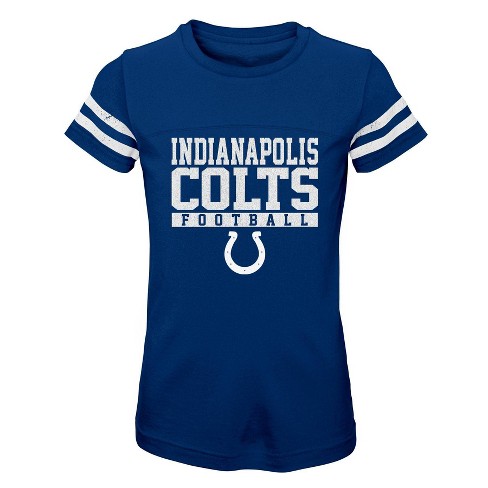 NFL Indianapolis Colts Girls' Short Sleeve Stripe Fashion T-Shirt - XS