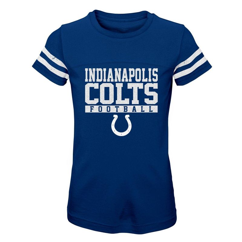 NFL Indianapolis Colts Girls&#39; Short Sleeve Stripe Fashion T-Shirt, 1 of 2