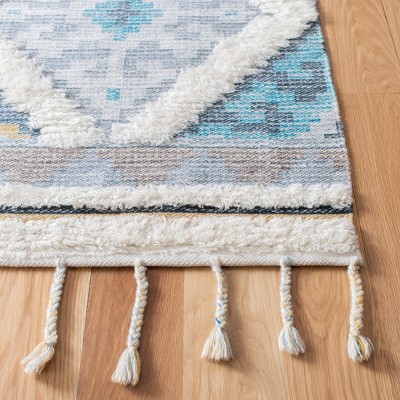 Saffron Ivory and Turquoise Wool 8' x 10' Hand Loomed Area Rug
