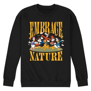 Men's - Disney - Embrace Nature Minnie Daisy Mickey Goofy Pluto Donald Graphic Fleece Sweatshirt - 1 of 4
