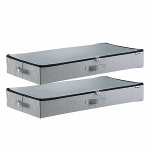 VEVOR Under Bed Storage with Clear Lids, 33.5 x 16.9 x 4.7 Inch, 45L Large Storage Containers, Under Bed Drawer Shoe Organizer Bins Box , 2 Pack,Gray - 1 of 4